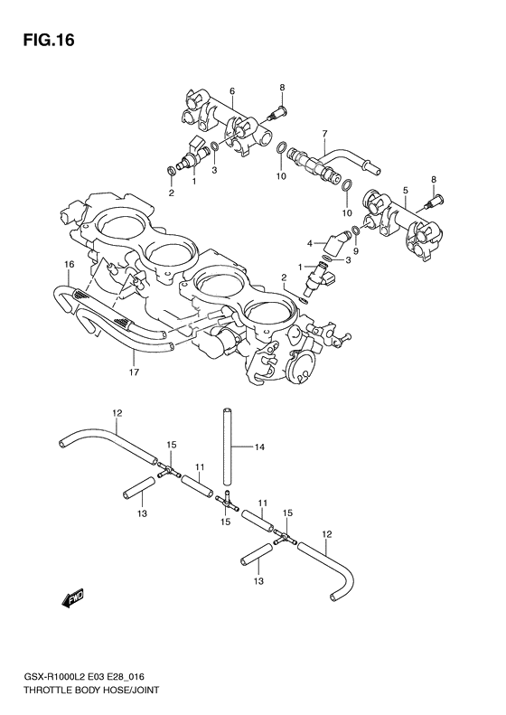 Throttle body hose/joint              

                  Gsx-r1000l2 e28
