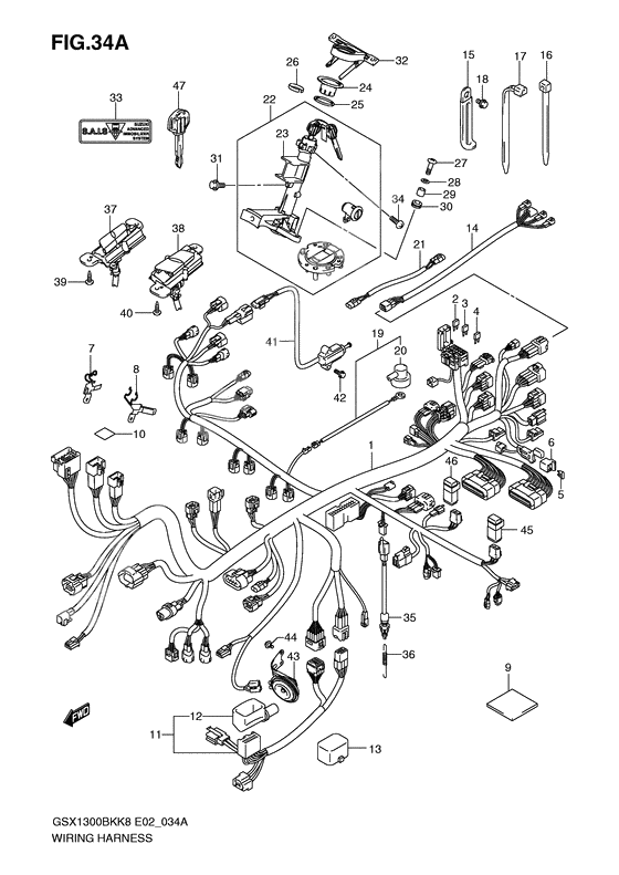 Wiring harness              

                  Gsx1300bka/au2/auf