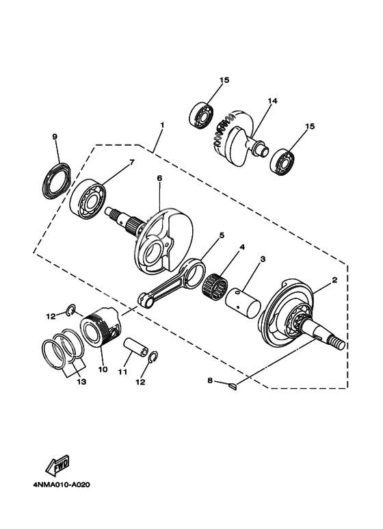 Crankshaft, piston