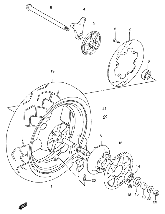 Rear wheel complete assy              

                  Gsf1200sav/saw/sax/say