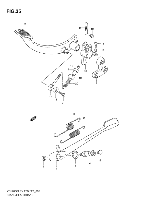 Stand - rear brake