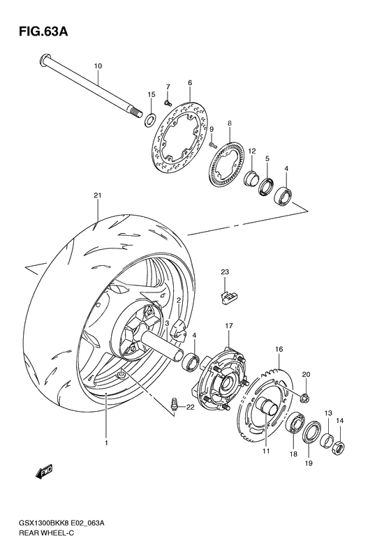 Rear wheel complete assy              

                  Gsx1300bkak8/au2k8/ak9/aufk9/al0/aufl0