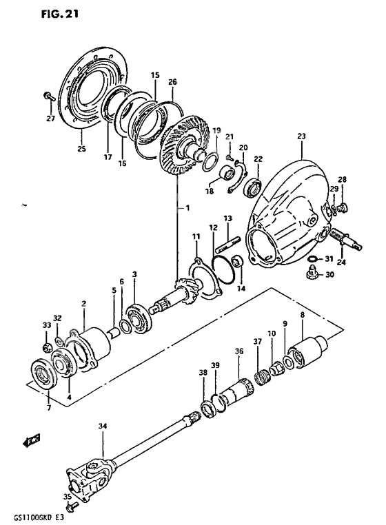 Propeller shaft - final drive gear