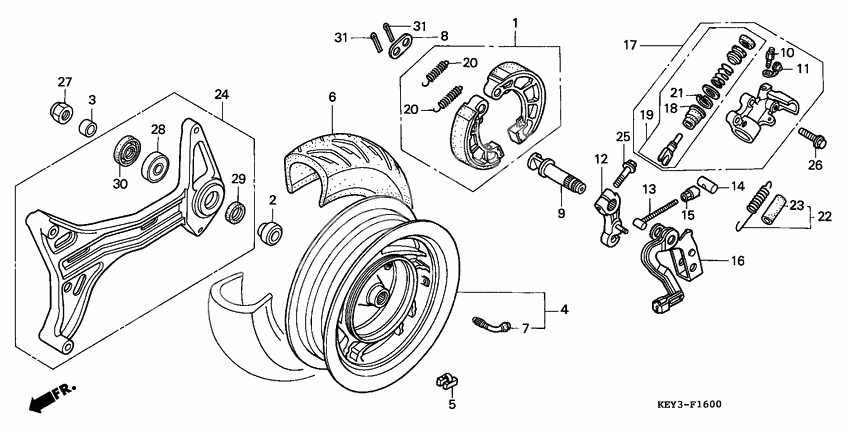 Rear wheel/ thrust cylinder