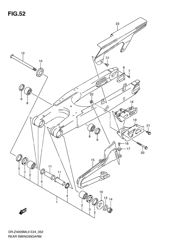 Rear swinging arm