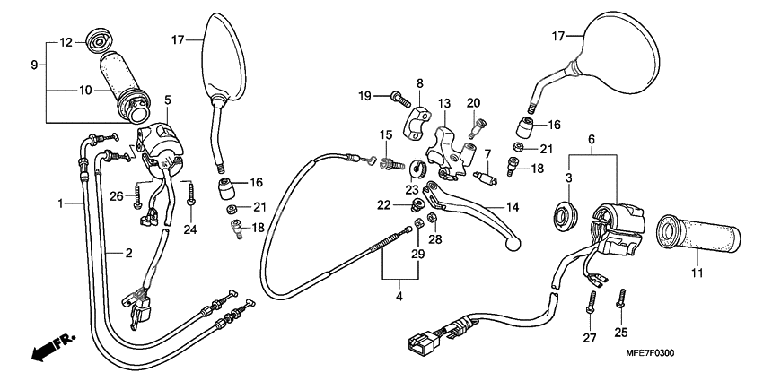 Handle lever/switch/cable