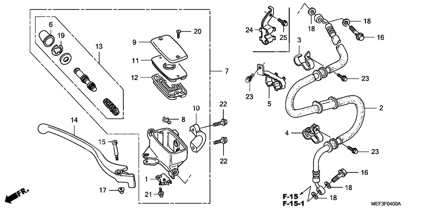 Front brake master cylinder