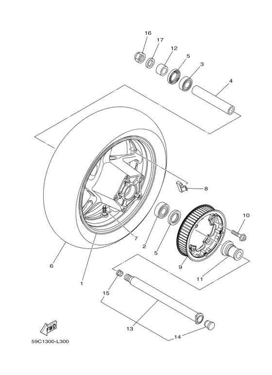 Rear wheel complete assy