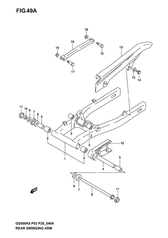 Rear swinging arm              

                  Model k4/k5/k6