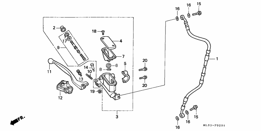 Fr. brake master cylinder              

                  CR500RN/RP/RR/RS/RT/RV
