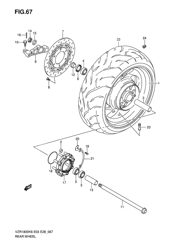 Rear wheel complete assy              

                  Model k6/k7