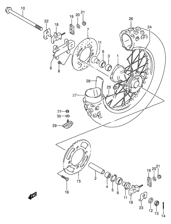 Rear wheel complete assy