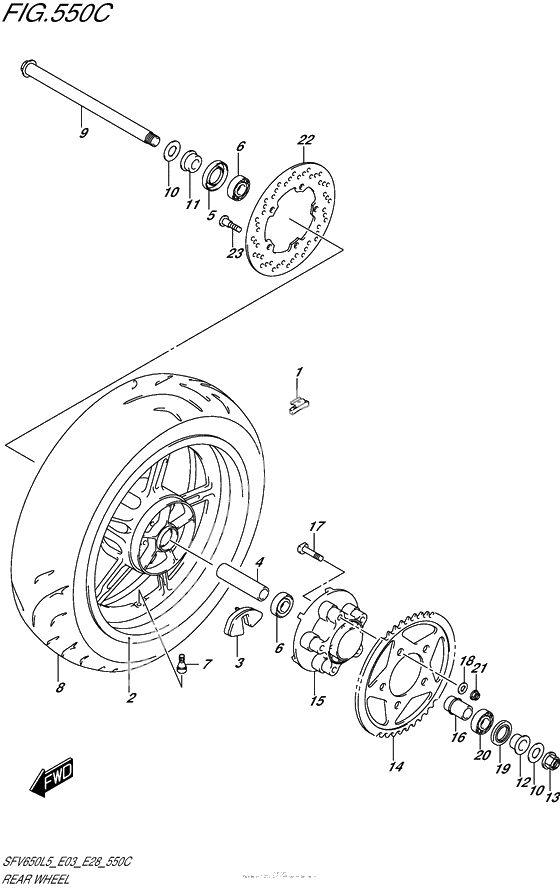 Заднее колесо (Sfv650L5 E33)