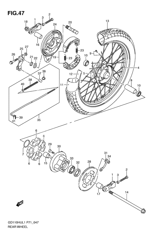 Rear wheel complete assy