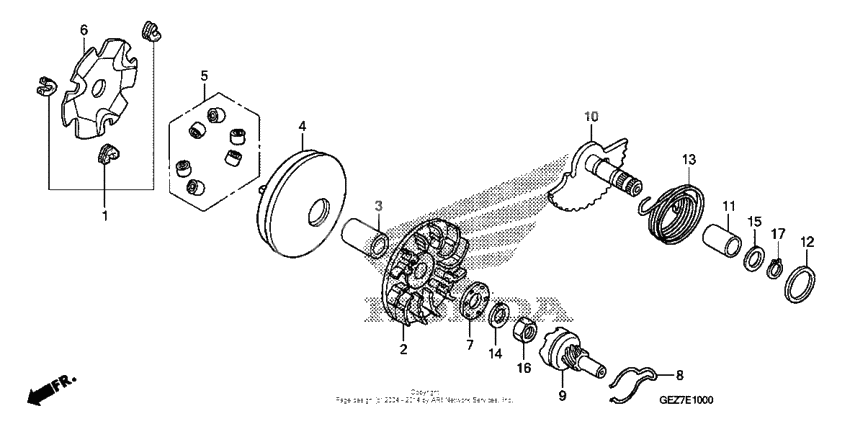 Drive face + kick starter spindle