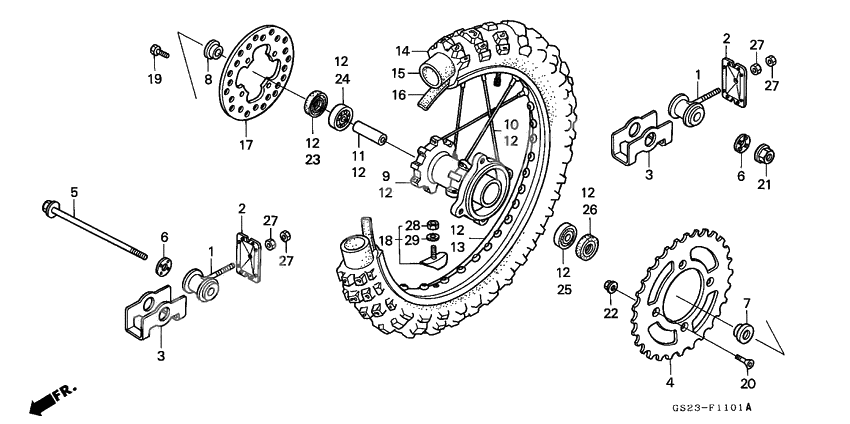 Rear wheel complete assy              

                  CR80RN/RP/RR