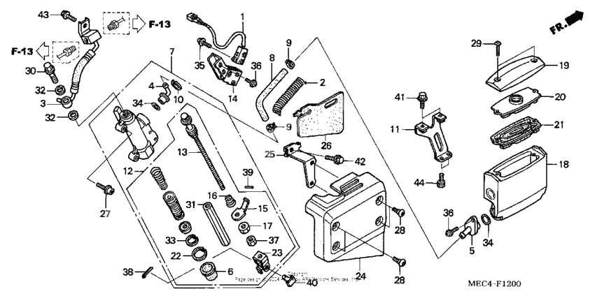 Rear brake master cylinder