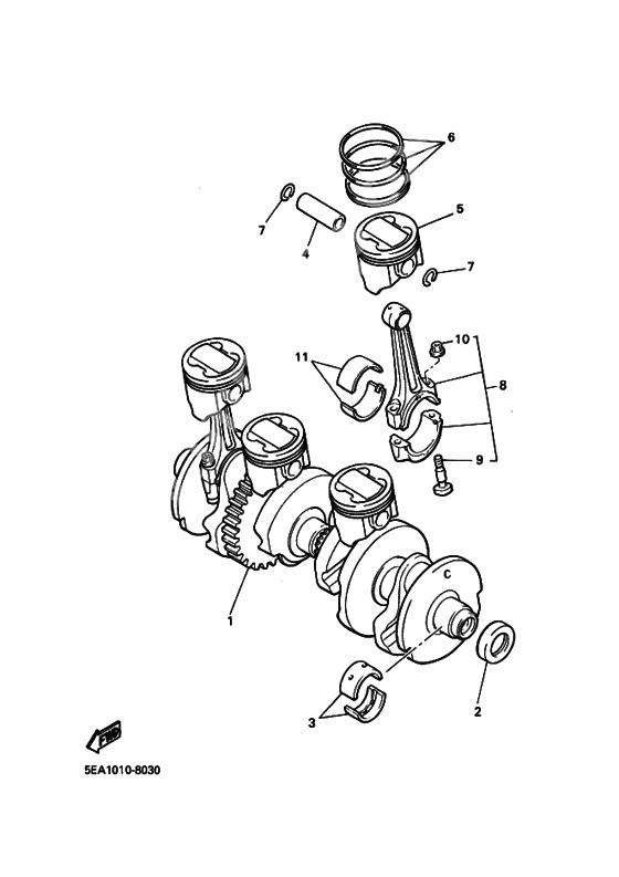 Crankshaft, piston