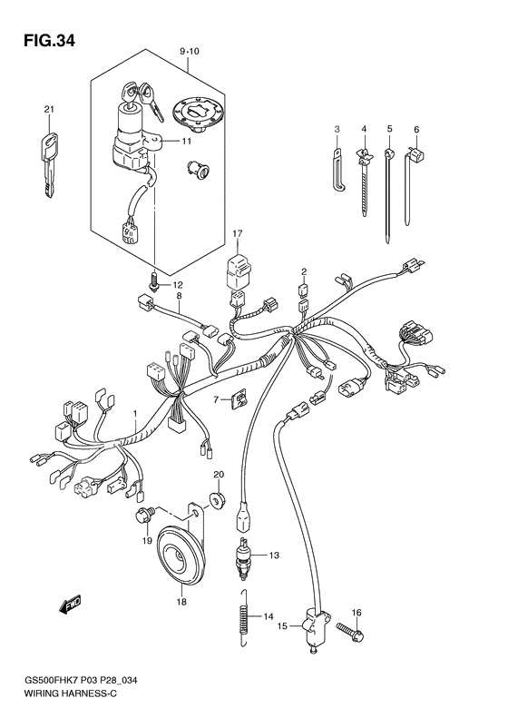 Wiring harness              

                  Gs500fh p3,  p28,  p33,  p95