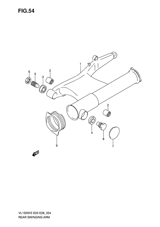 Rear swinging arm