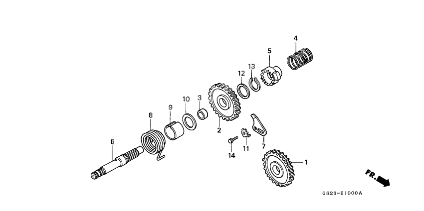 Kick starter spindle