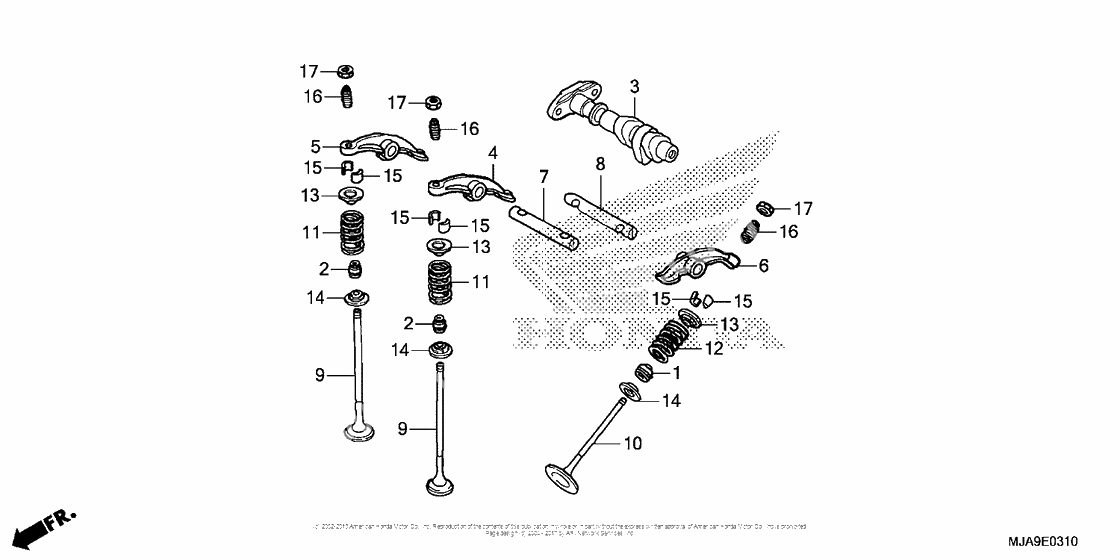 Camshaft + valve (rr.)