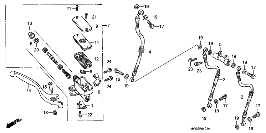 Fr. brake master cylinder              

                  CB750F2