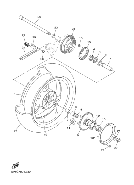 Rear wheel complete assy