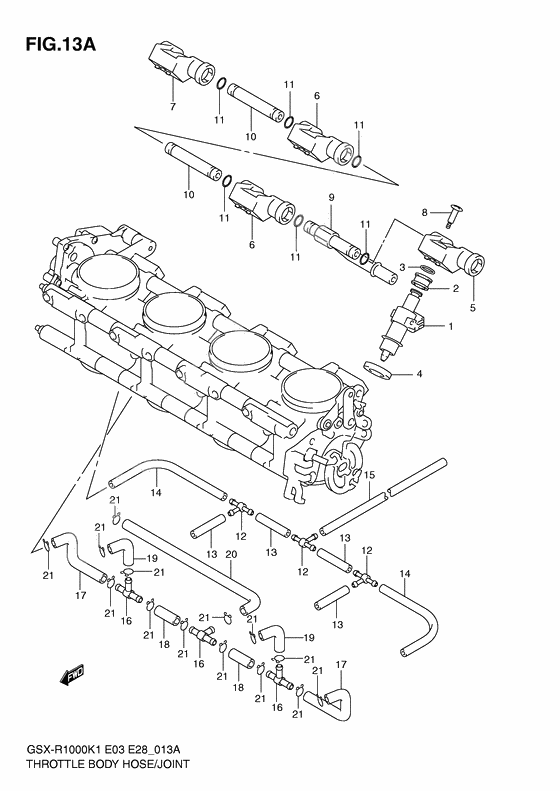 Throttle body hose/joint              

                  Gsx-r1000k2