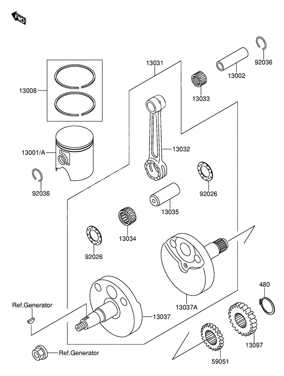 Crankshaft/piston