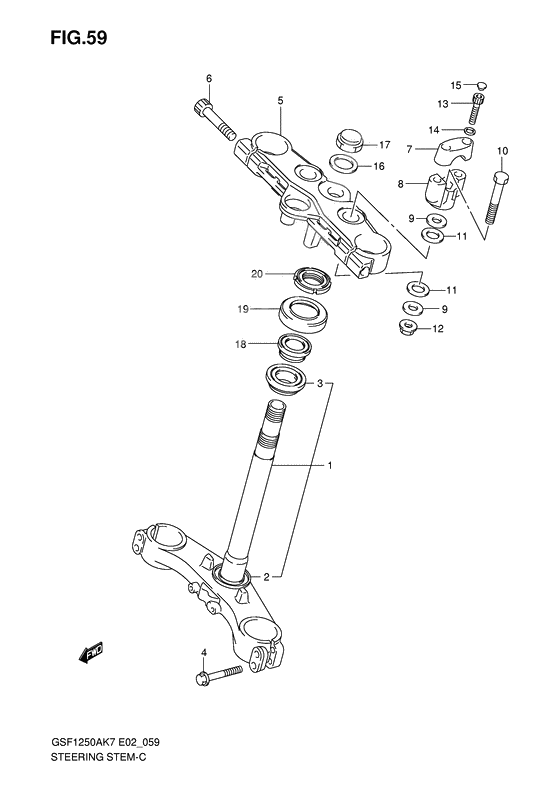 Steering stem              

                  Gsf1250sk7/sak7/sk8/sak8/sk9/sak9/sazk9/sl0/sal0